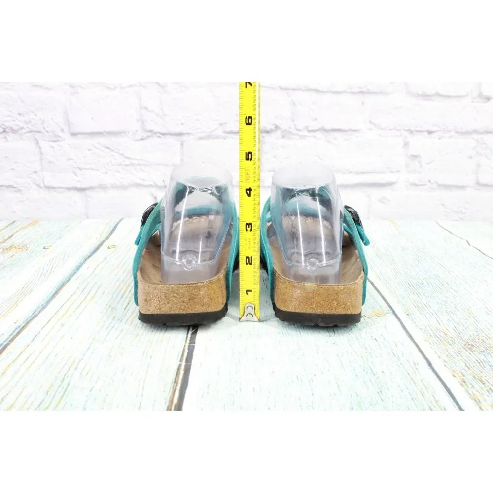 Birkenstock Birki's Freeport Blue Perforated Leather 2 Strap Sandals Size L6 M4 - Picture 8 of 9